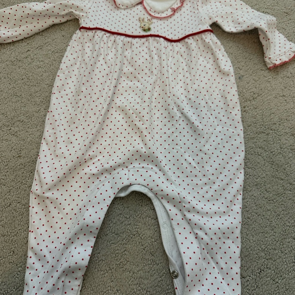 Magnolia White and Red Polka Dot Footie